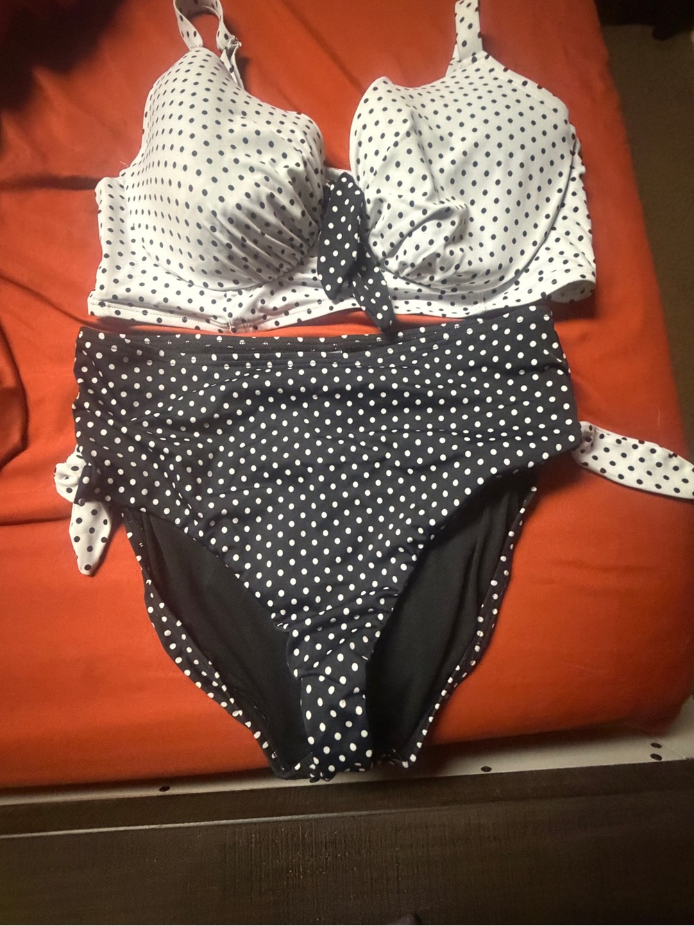 Swimsuits For All White & Black Polka Dot High-Waist Bikini - Picture 3 of 4